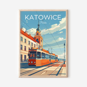 Nowoczesny Plakat z Polskim Miastem - Katowice