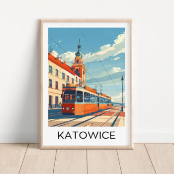 Nowoczesny Plakat z Polskim Miastem - Katowice 2