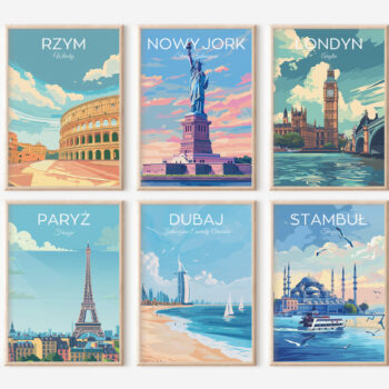 Plakaty z Miejscami na Świecie – Zestaw 6 Plakatów