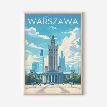 Nowoczesny Plakat z Polskim Miastem - Warszawa