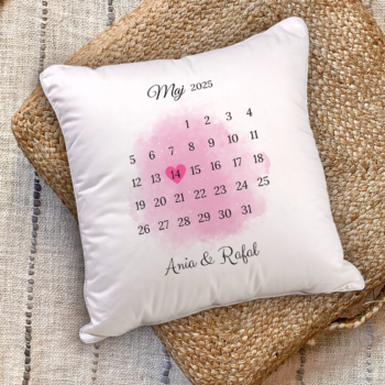 Personalizowana Poduszka "Kalendarz" Różowa - Specjalna Data