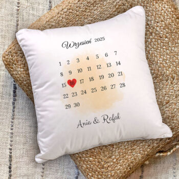 Personalizowana Poduszka "Kalendarz" Zółta - Specjalna Data