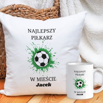 Personalizowany Zestaw Poduszka + Kubek Najlepszy Piłkarz