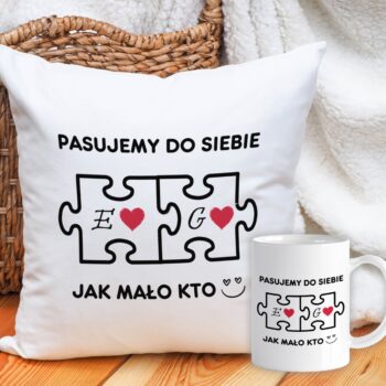 Personalizowany Zestaw Poduszka + Kubek Pasujemy do Siebie