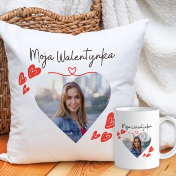 Personalizowany Zestaw Poduszka + Kubek Moja Walentynka